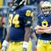Michigan quarterback Russell Bellomy looks on during warm ups against Northwester an Michigan Stadium on Saturday. Melanie Maxwell I AnnArbor.com